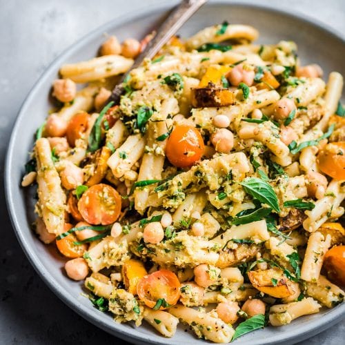 Creamy Vegan Zucchini Pesto Pasta