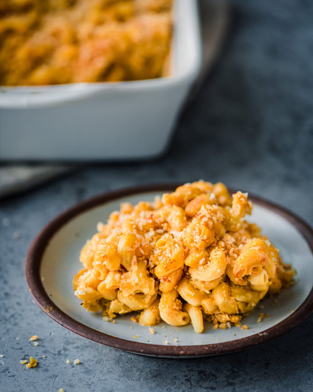 baked mac and cheese on a plate
