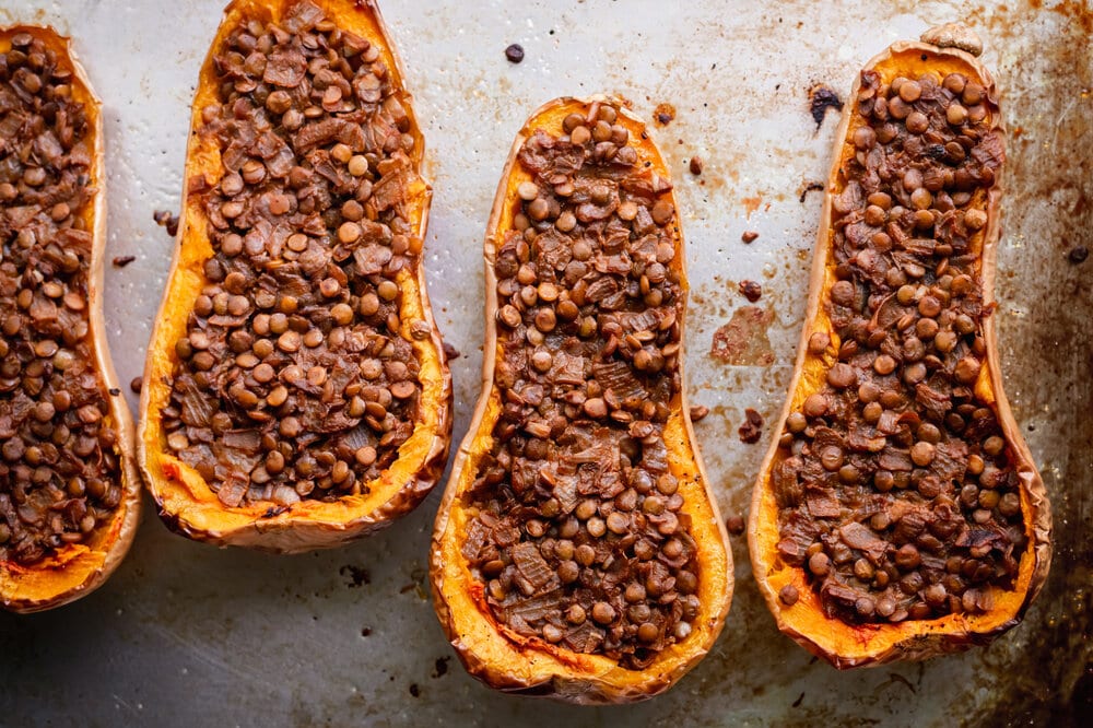 Creamy Lentil Stuffed Butternut Squash - Rainbow Plant Life