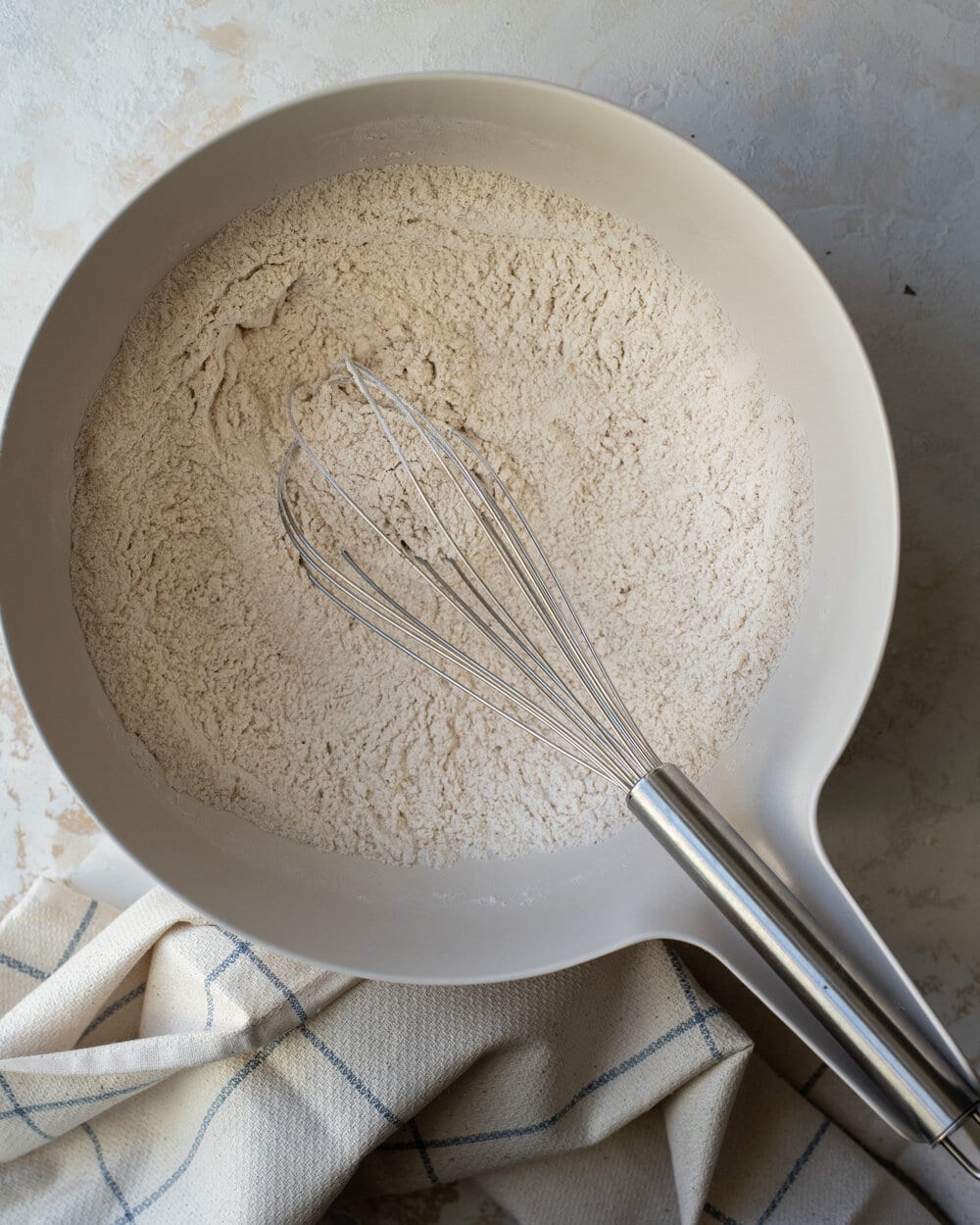 dry ingredients whisked in a bowl.
