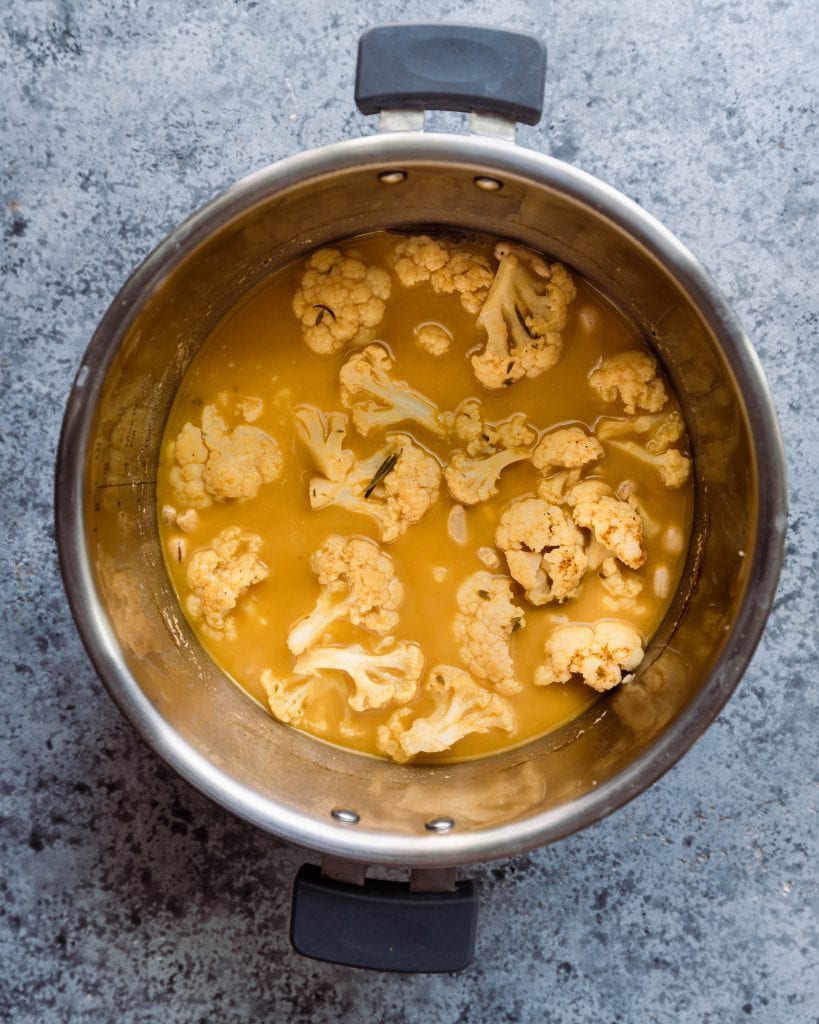 cooked cauliflower soup in instant pot