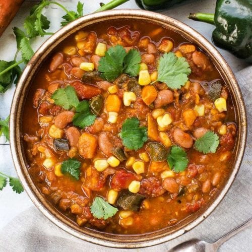 bean stew with cilantro and corn