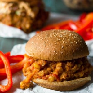 vegan sloppy joes on parchment paper