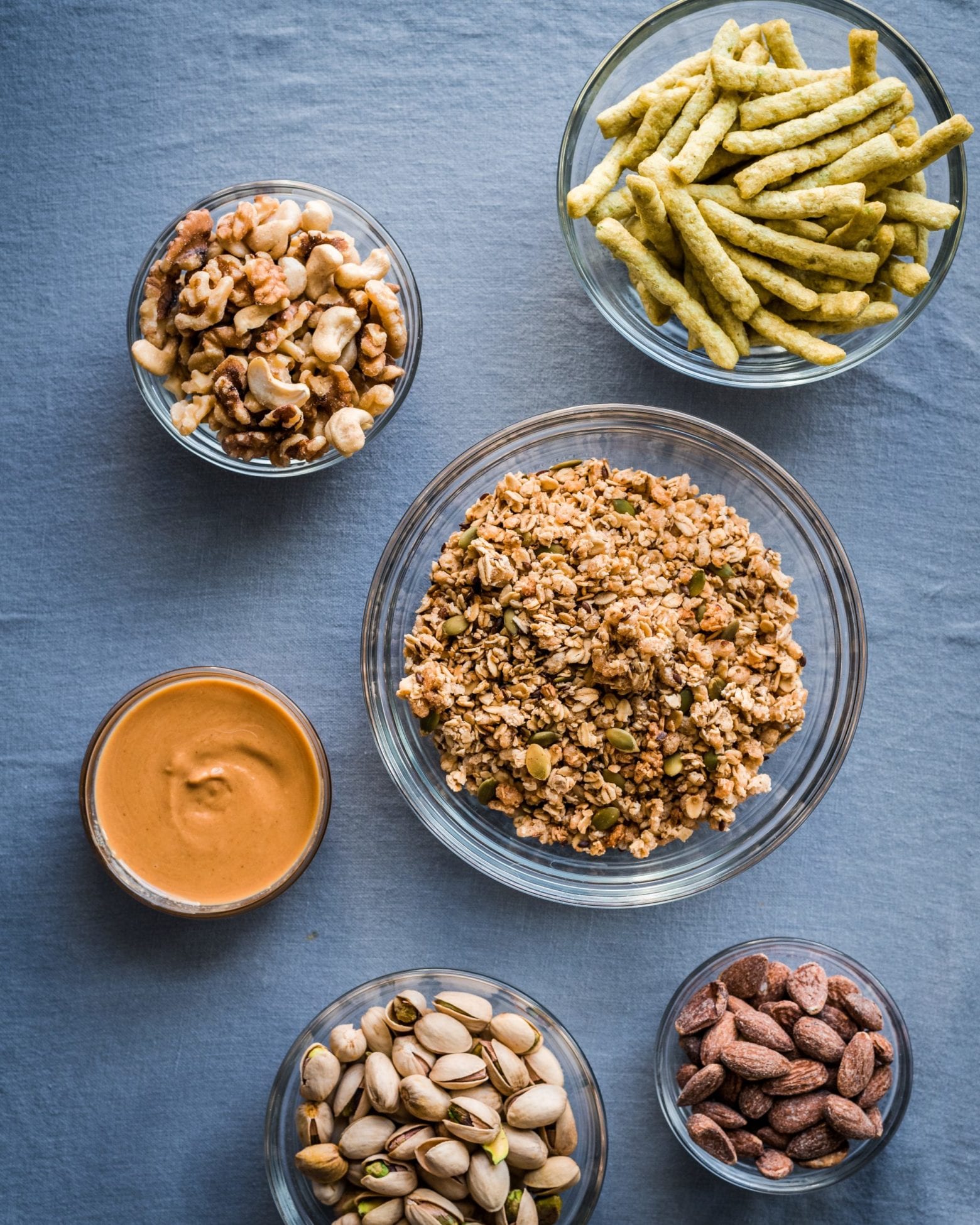 bowls of healthy vegan snacks