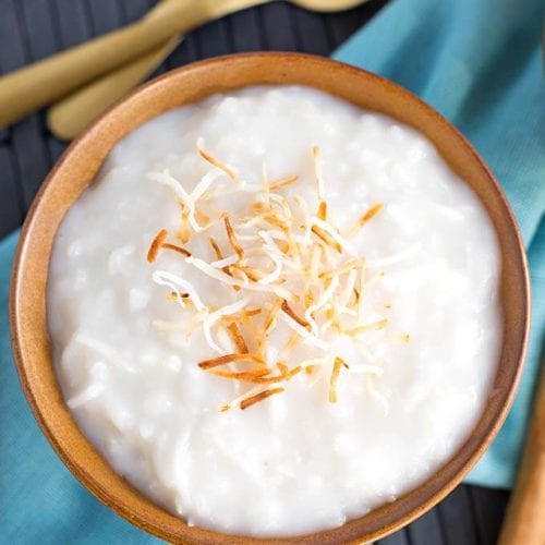 coconut rice pudding in bowl