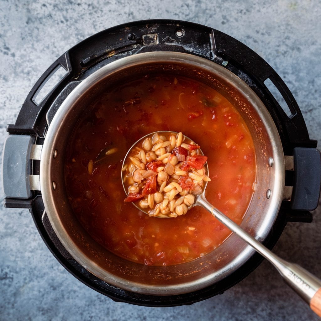 chickpea orzo tomato soup in the instant pot