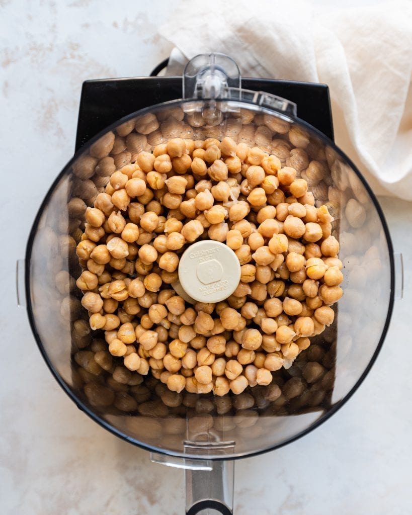 chickpeas in food processor