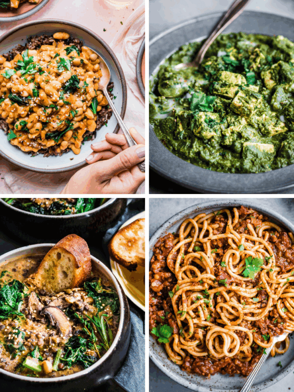 healthy vegan dinner recipes - grid of 4 photos