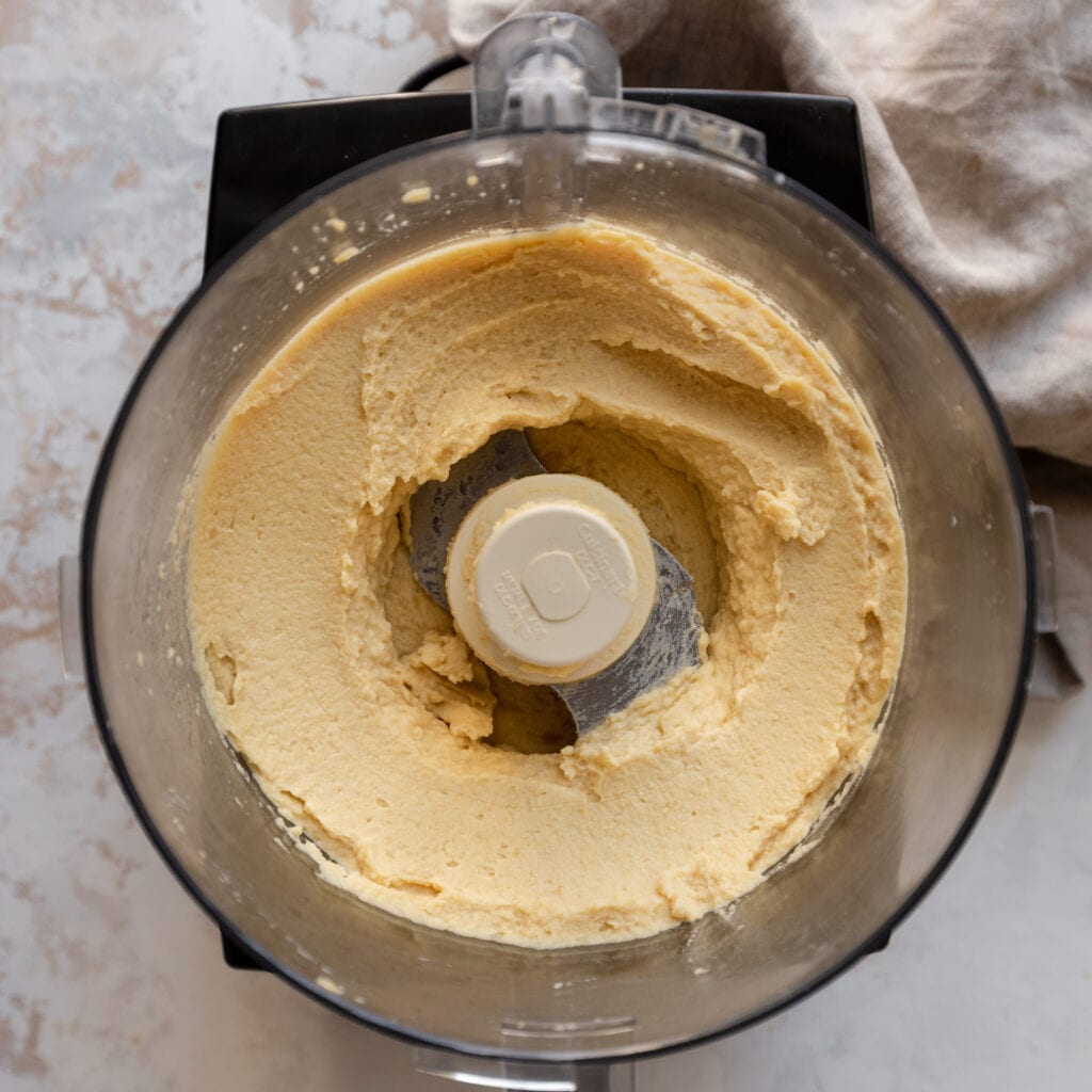 blended chickpea puree in food processor