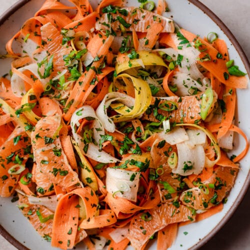 carrot ribbon salad with preserved lemon vinaigrette