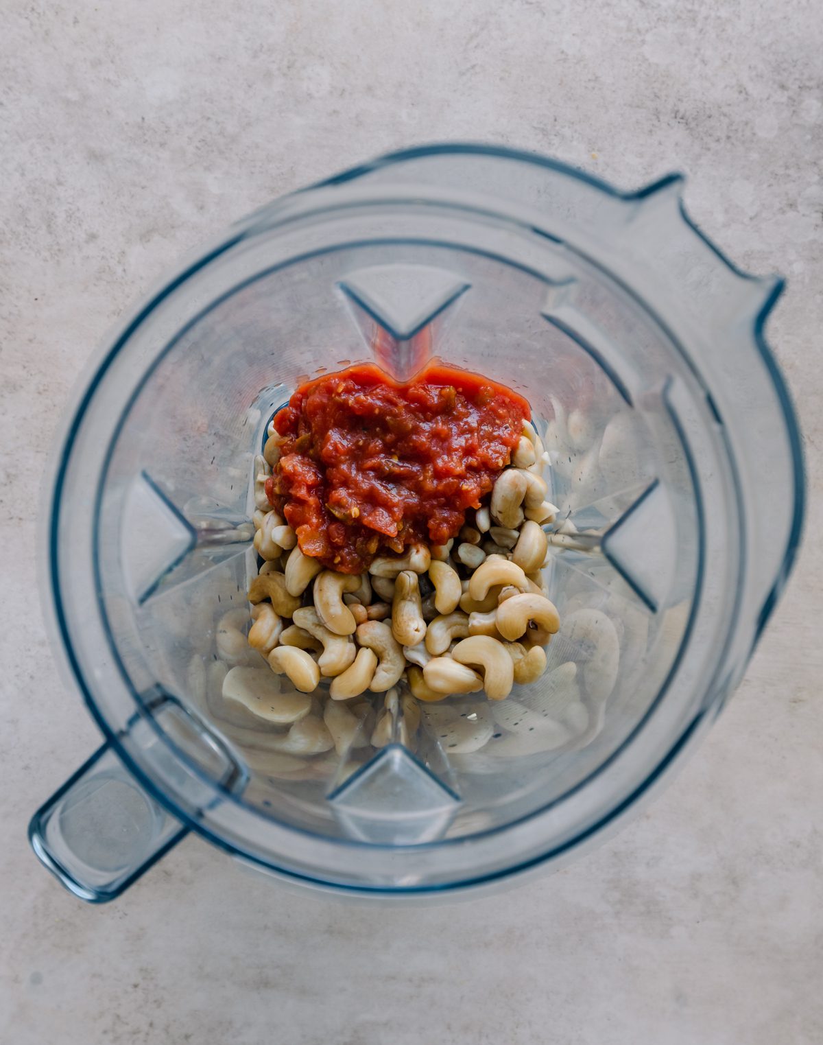 cashews and salsa in a blender.