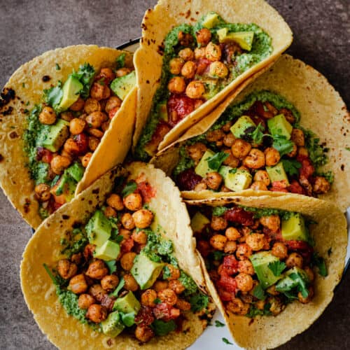 chickpea tacos with cilantro pesto