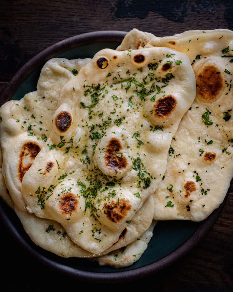 vegan naan sitting on a plate