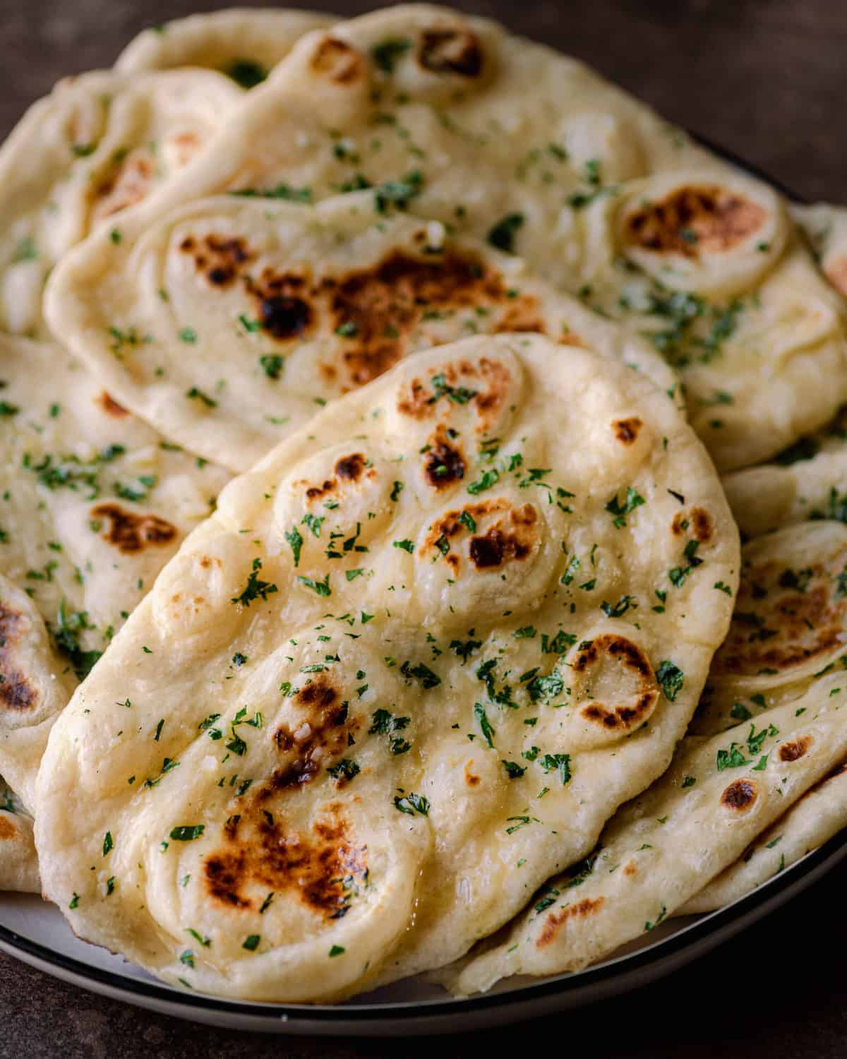 plate of fluffy vegan naan