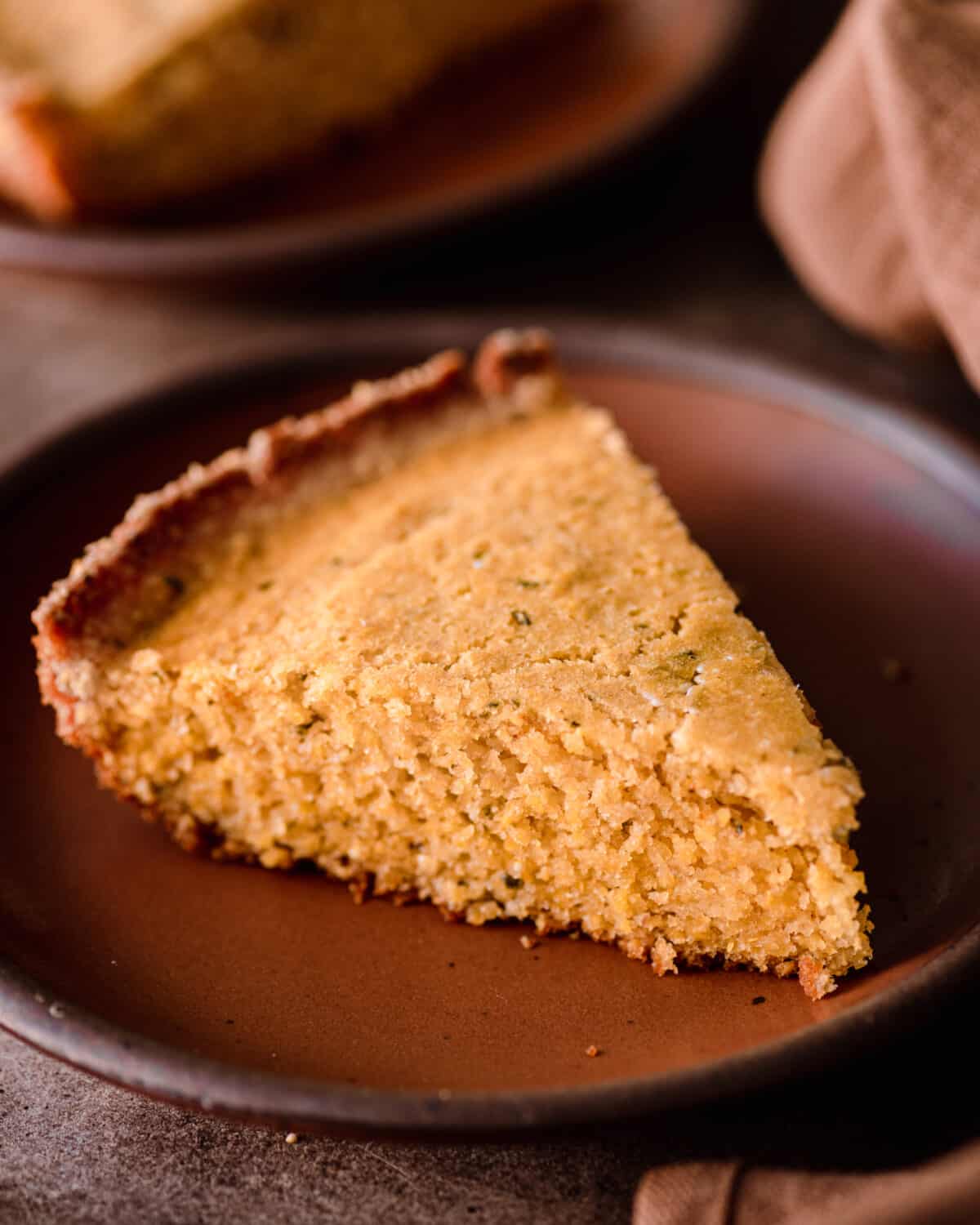 slice of vegan cornbread on a plate