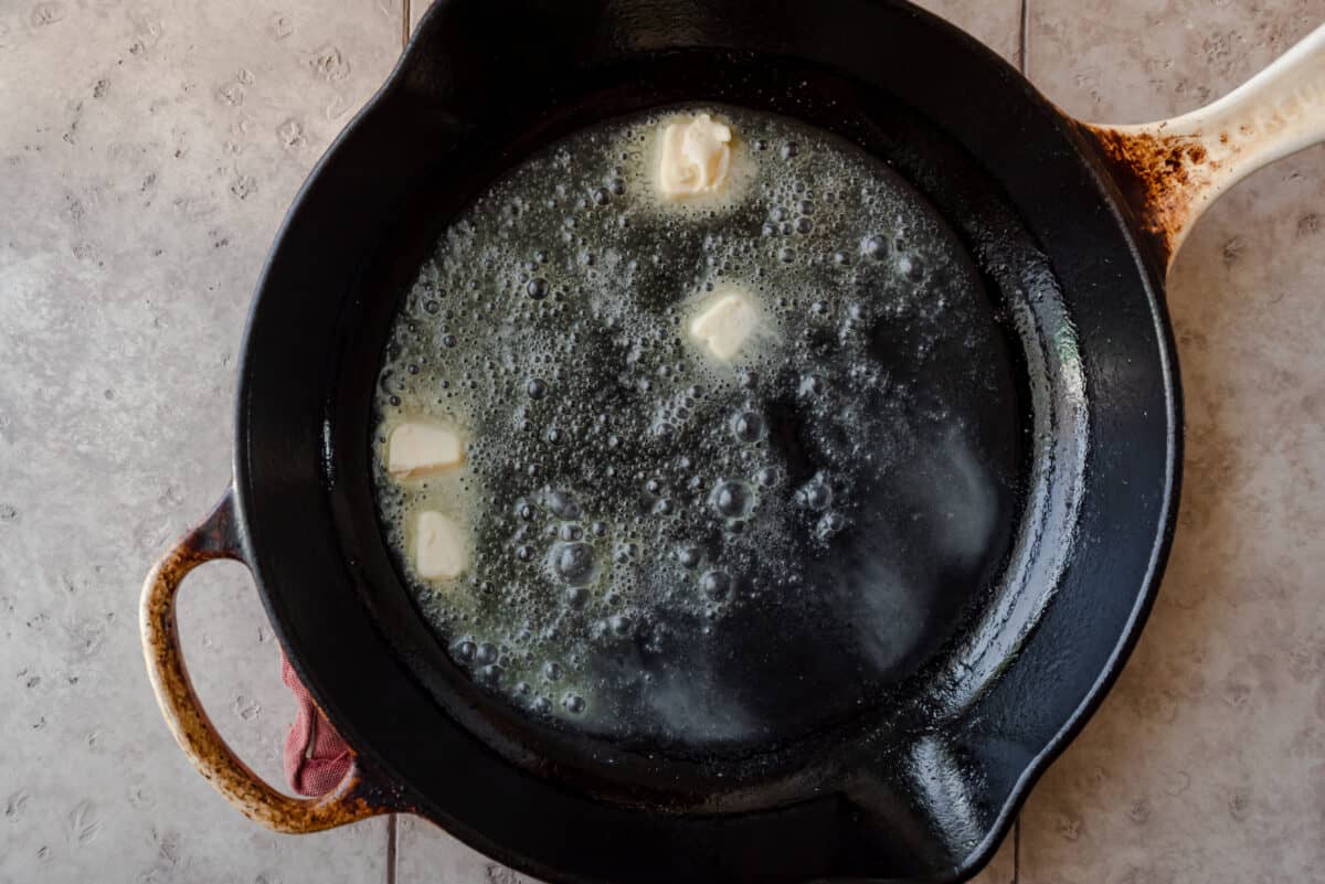melting butter in cast iron skillet