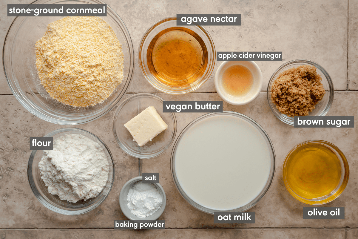 ingredients labeled for vegan cornbread