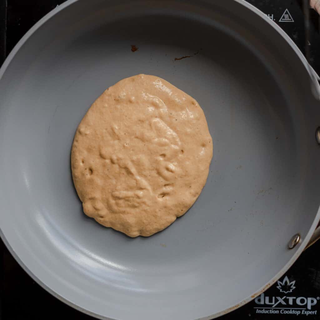 pancake cooking in a skillet