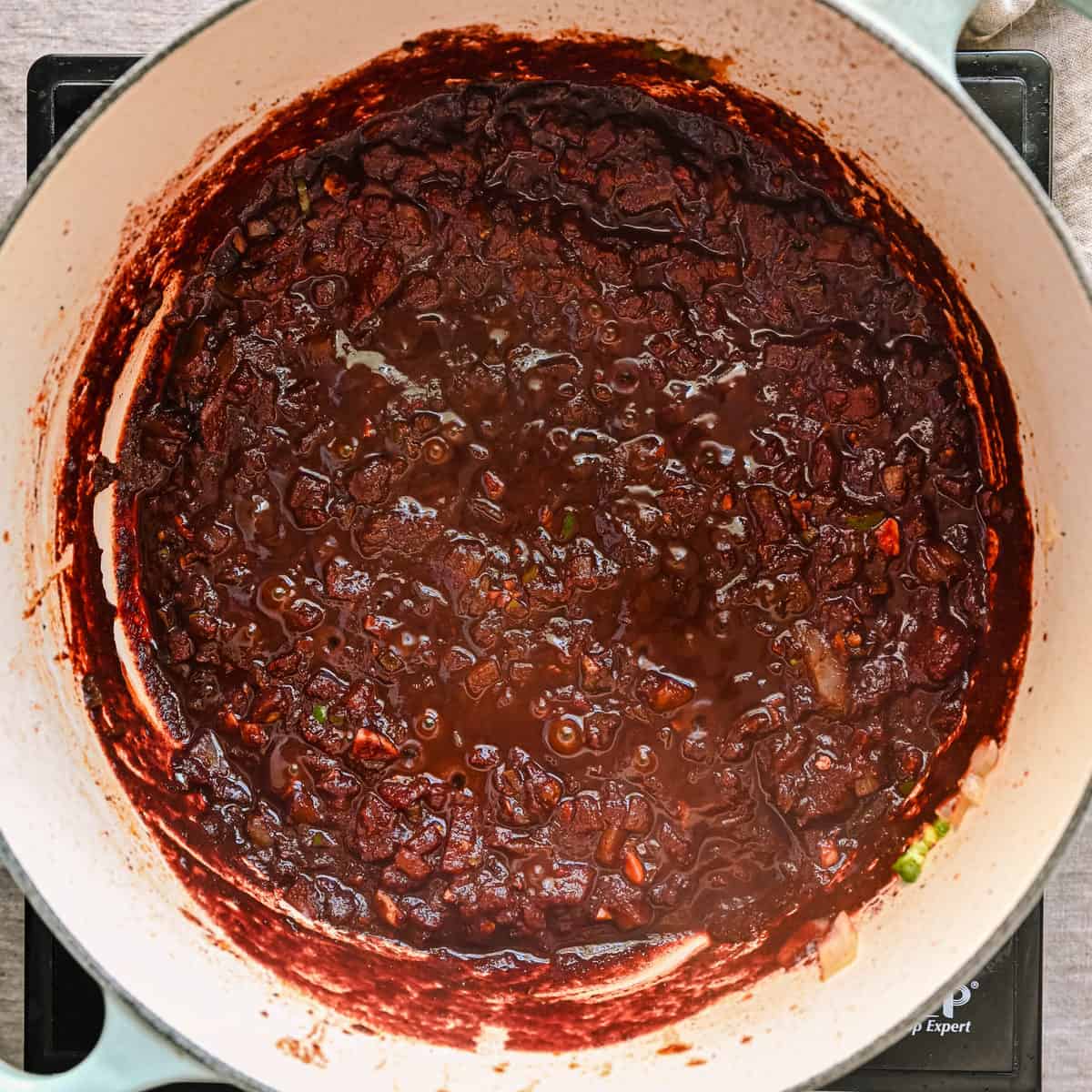 red wine added to the pot.