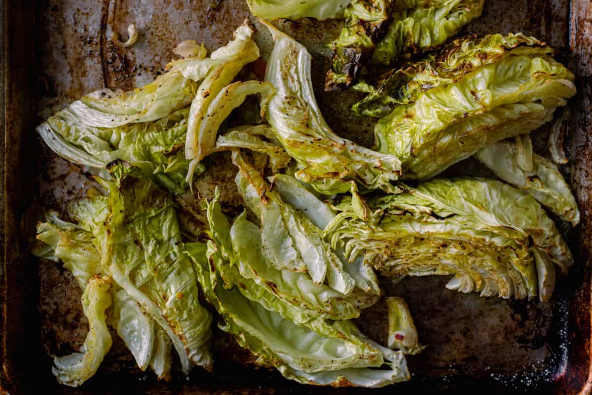 roasted cabbage wedges on sheet pan