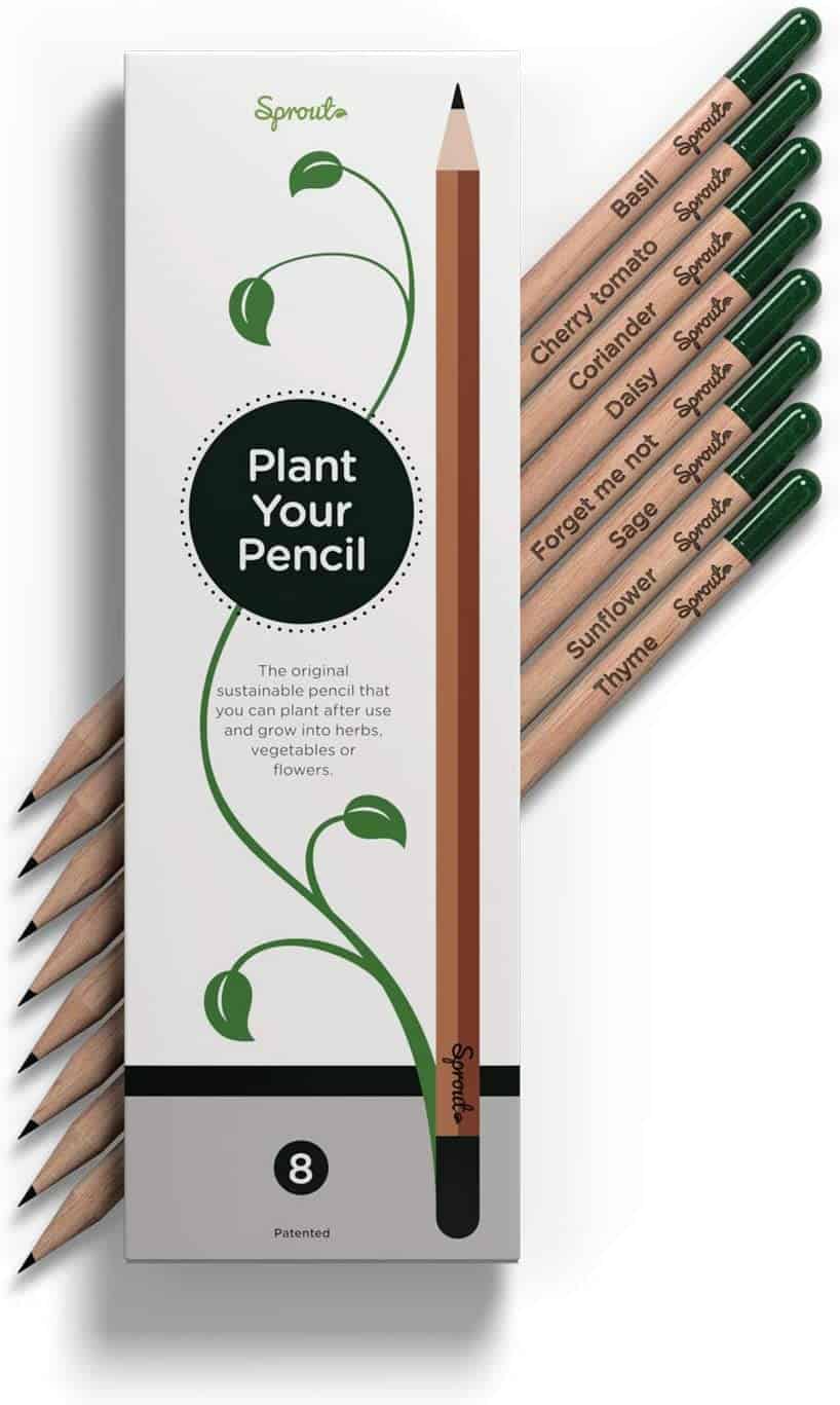 Sprout pencils next to box that says 