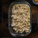 brown rice in glass container