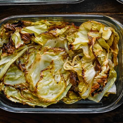 roasted cabbage in glass container