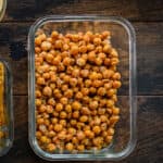 roasted chickpeas in glass container