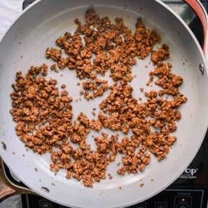crumbled vegan taco meat, cooked in frying pan