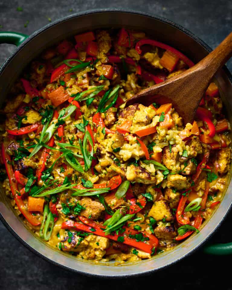 Creamy Coconut Rice with Five Spice Tofu - Rainbow Plant Life