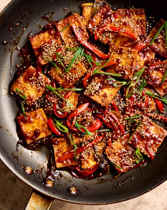 braised tofu in a bowl.