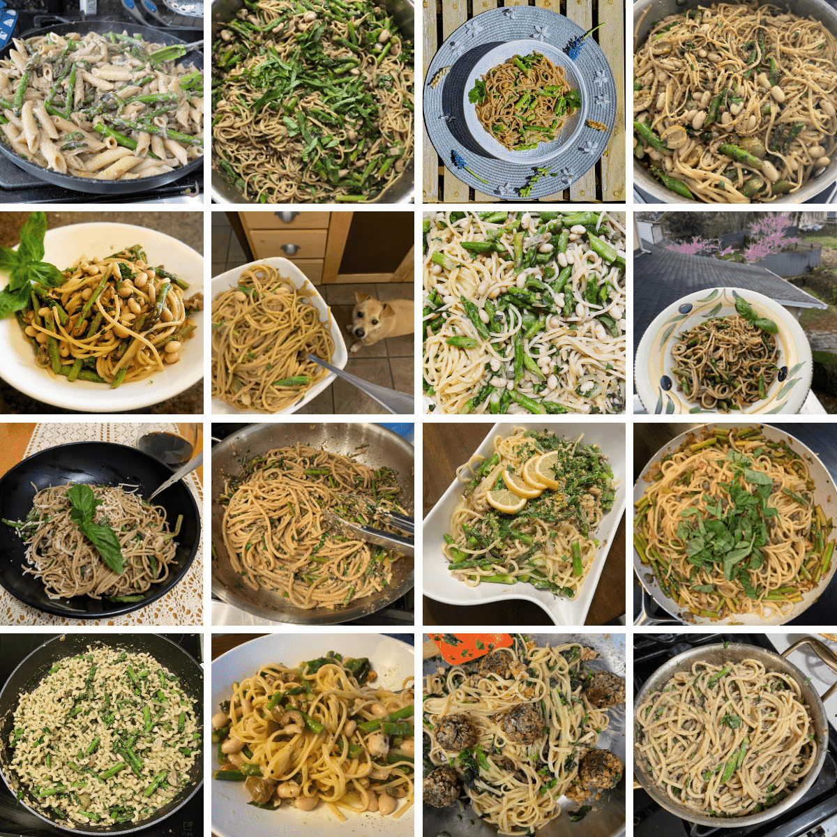 a grid of lemon asparagus pasta photos submitted by readers.