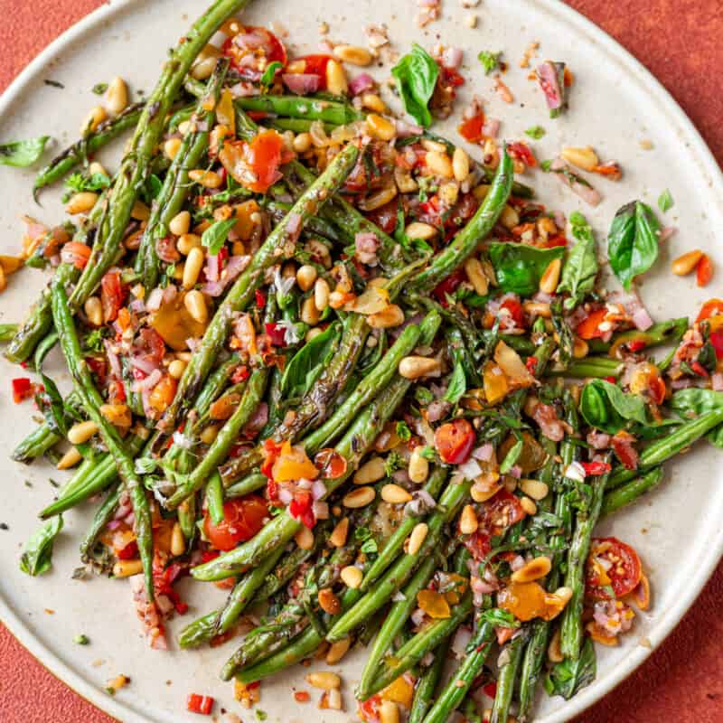 Charred Green Beans with Herby Lemon Salsa - Rainbow Plant Life