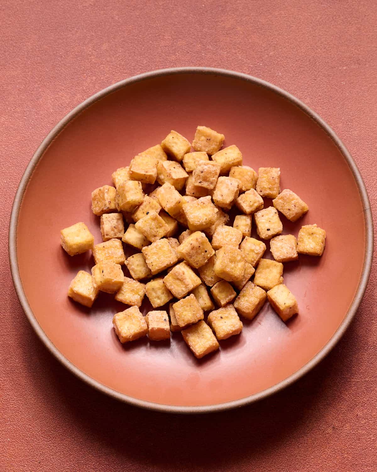 baked tofu in a bowl.