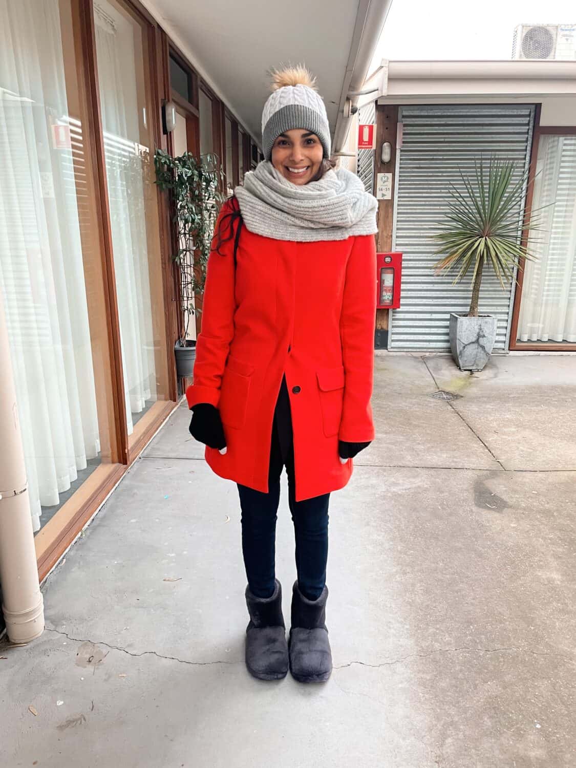 nisha in australia in winter gear