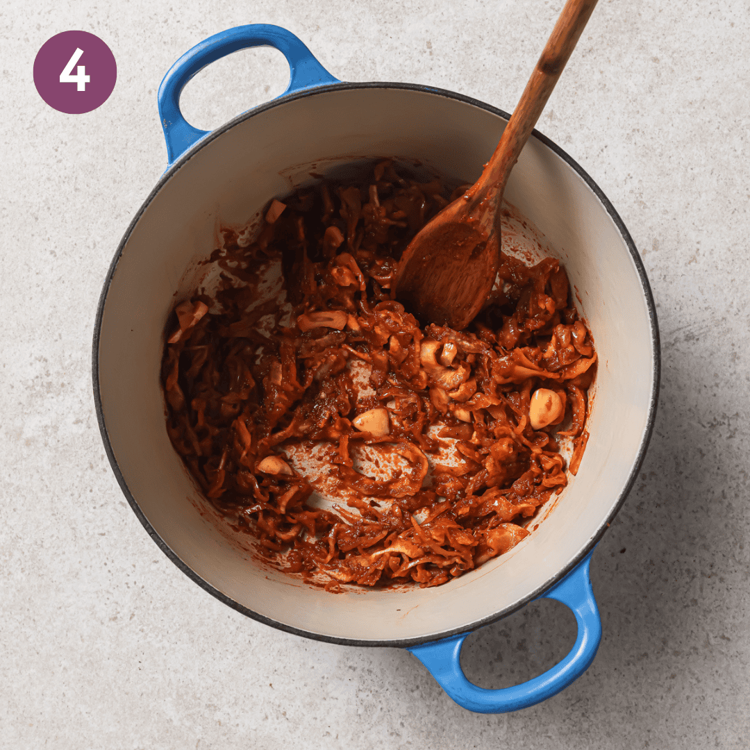 tomato and spices cooked down with the fennel mixture.