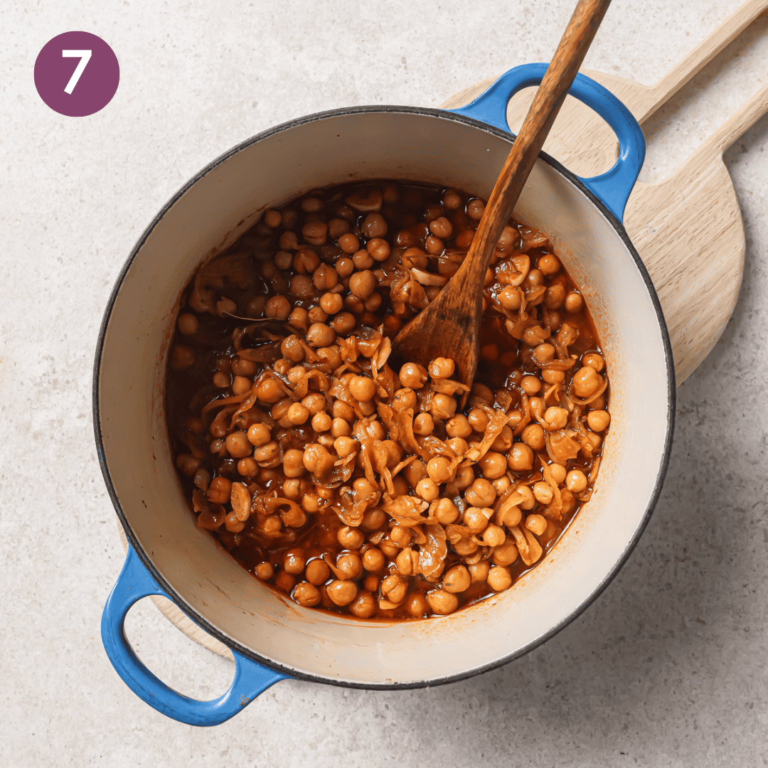 mixed braised chickpea mix before going in the oven.