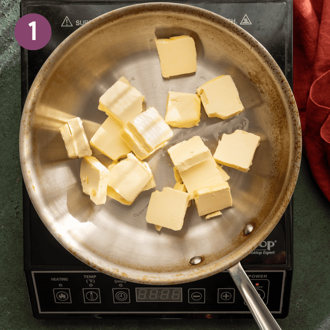 vegan butter in skillet.