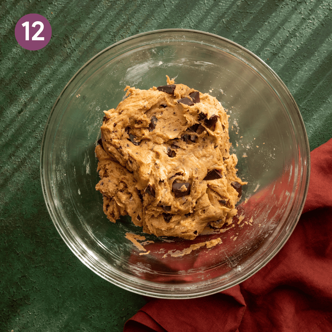 cookie dough rounds on a baking tray before being chilled.