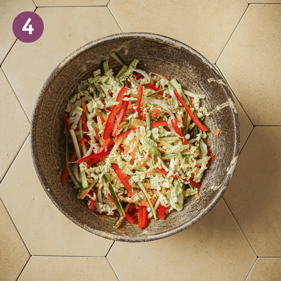 mixed salad veggies in the bowl.