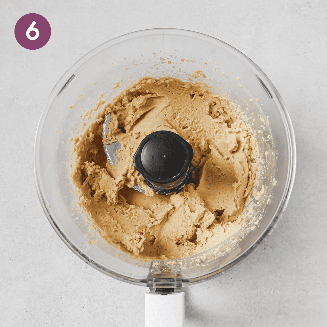 blended chickpeas in food processor.