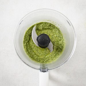 pistachio pesto blended in food processor.