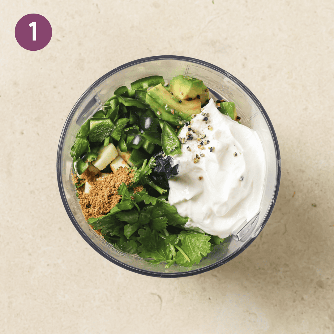 all crema ingredients together in a food processor.