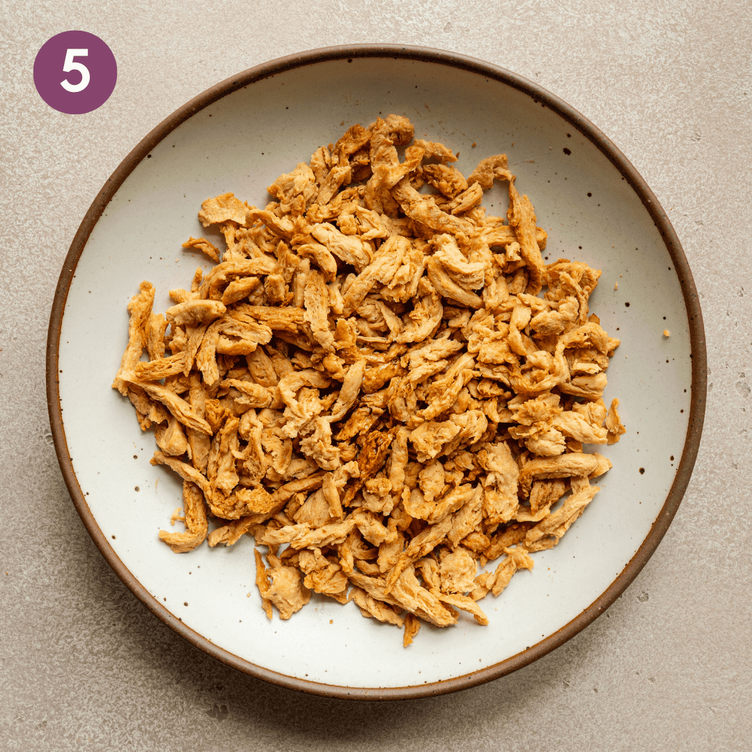 sliced soy curls in a bowl.