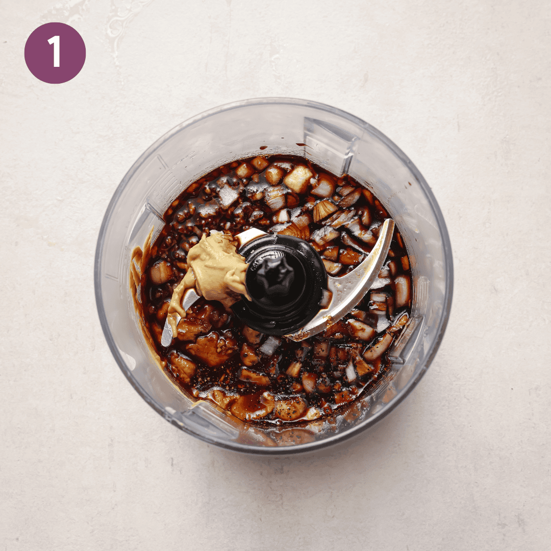 all ingredients except oil in a small food processor before being blended.