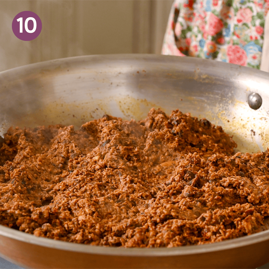 bean mushroom mixture mixed in and cooked with spices.