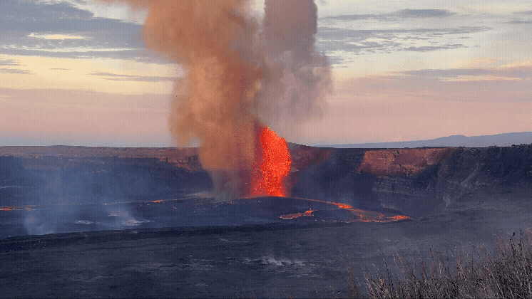 volcano erupting