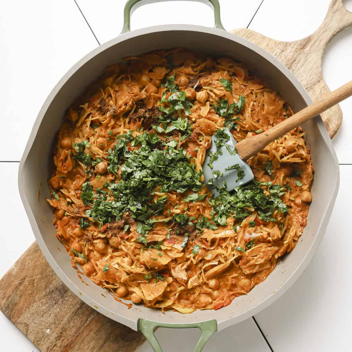 garam masala, lime juice and cilantro added to the curry.