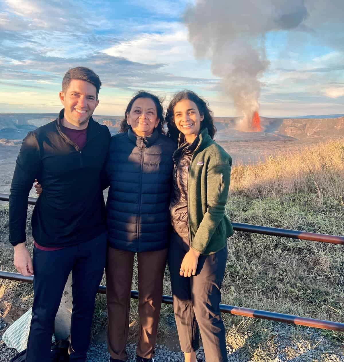 max, mom, and I at Kīlauea volcano