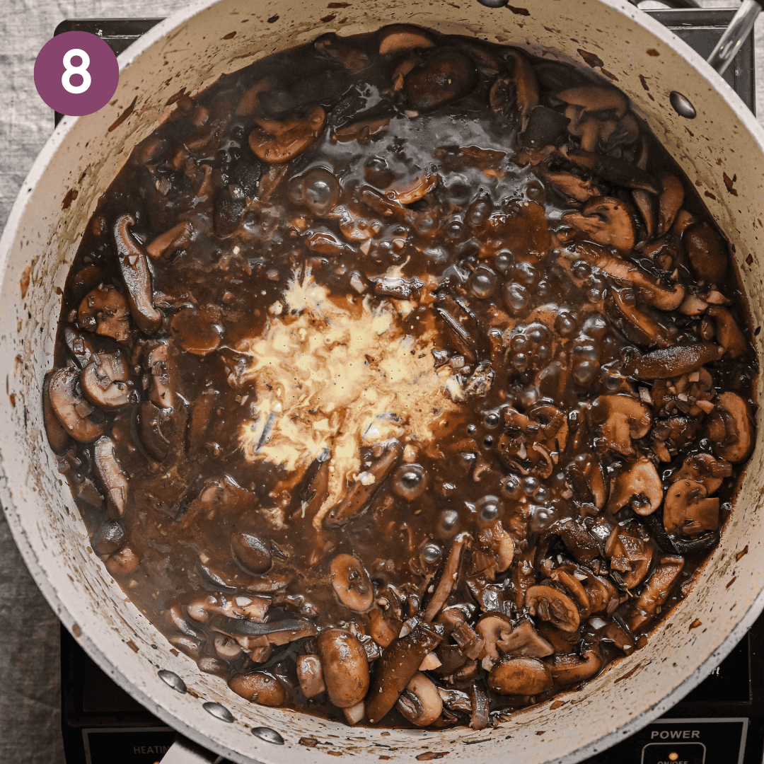 roux added to the skillet.